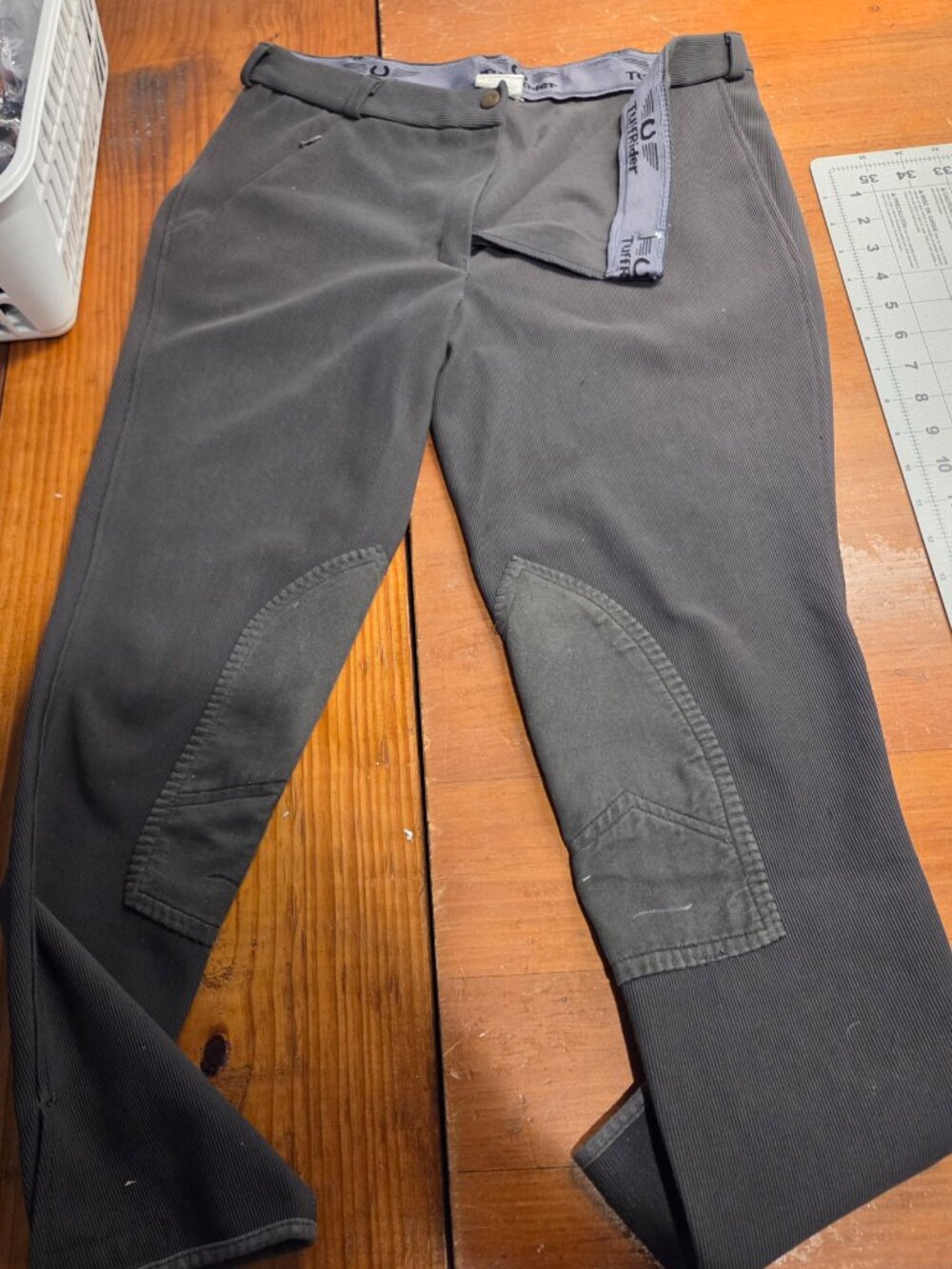 TuffRider Womens Breeches Size 32 Pull On Riding Pants Grey Corduroy